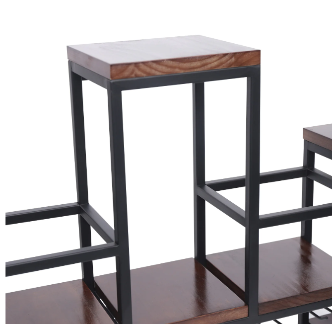 Wand Wijnrek met Glashouder – Massief Hout & Ijzer, 12 Flessen