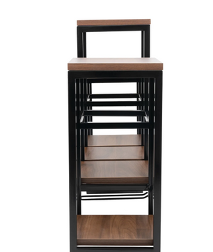 Wand Wijnrek met Glashouder – Massief Hout & Ijzer, 12 Flessen