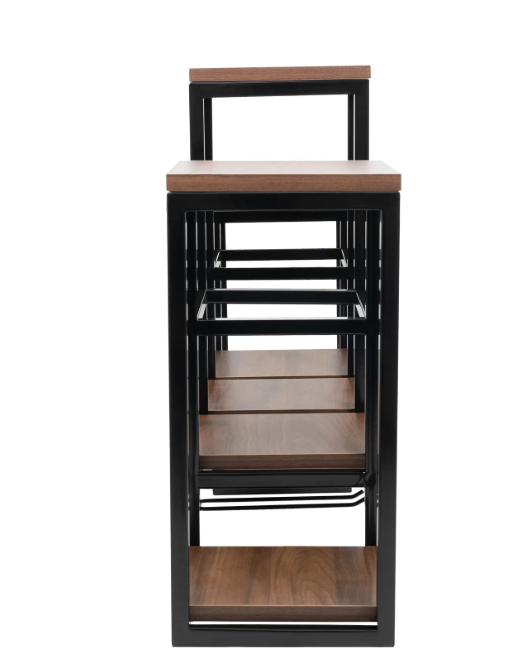Wand Wijnrek met Glashouder – Massief Hout & Ijzer, 12 Flessen