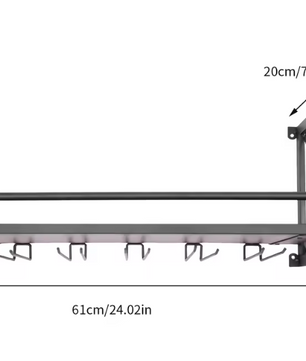 Industriëel Wand Wijnrek met Glashouder – Staal & Hout, 10 Flessen