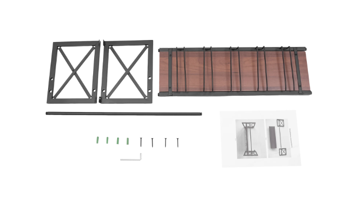 Wand Wijnrek met Glashouder – Industrieel Staal & Hout, 10 Flessen