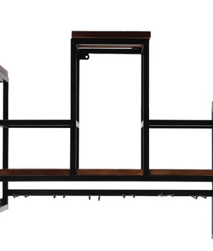 Industriële Wijnfleshouder – Wand Wijnrek van Hout & Metaal, 30 kg Draagkracht