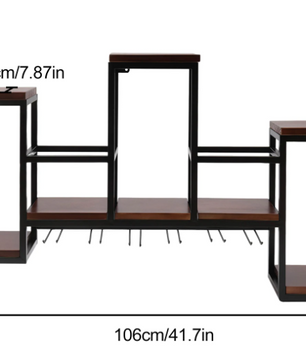 Industriële Wijnfleshouder – Wand Wijnrek van Hout & Metaal, 30 kg Draagkracht