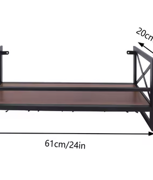 Wand Wijnrek met Glashouder – Hout & Metaal, Industrieel Design