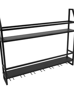 Industriële Wand Wijnrek – Metalen Flessenrek & Glashouder, 2-Lagen