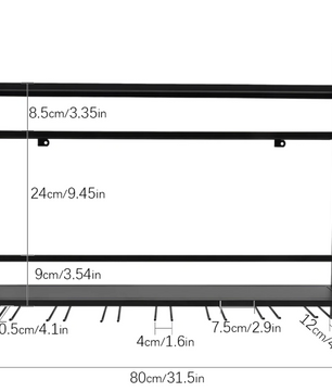 Industriële Wand Wijnrek – Metalen Flessenrek & Glashouder, 2-Lagen