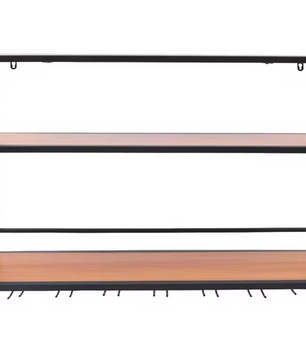Wand Wijnrek 3-Lagen – Stalen Flessenrek met Glashouder, 20 kg