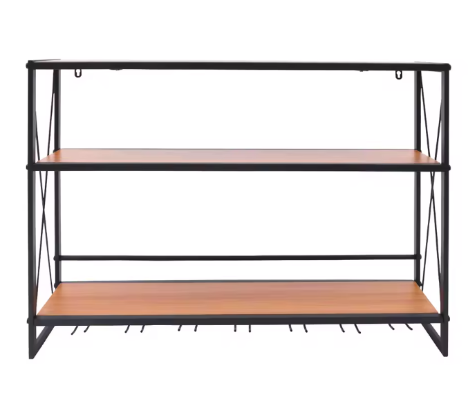 Wand Wijnrek 3-Lagen – Stalen Flessenrek met Glashouder, 20 kg