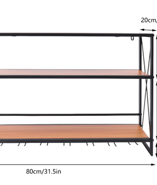 Wand Wijnrek 3-Lagen – Stalen Flessenrek met Glashouder, 20 kg