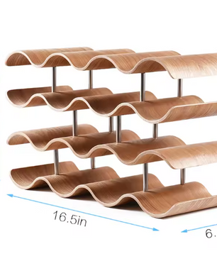 Bamboe Wijnrek 4-Lagen – Golfvormig Flessenrek voor 14 Flessen