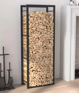 Stalen Houtopslagrek – Mat Zwart Haardhoutrek 50×28×132 cm, Binnen & Buiten