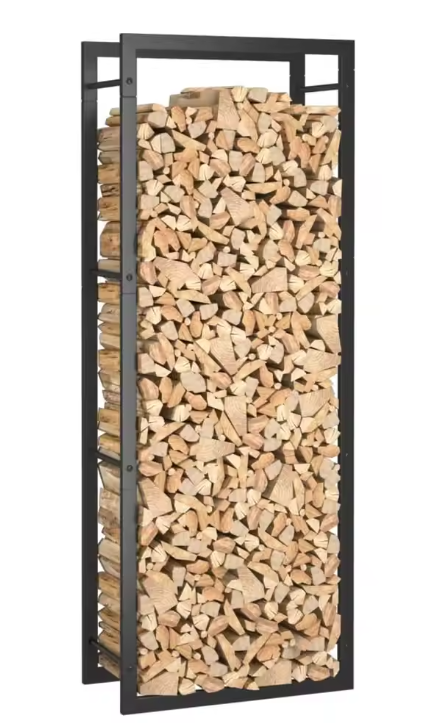 Stalen Houtopslagrek – Mat Zwart Haardhoutrek 50×28×132 cm, Binnen & Buiten