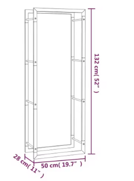 Stalen Houtopslagrek – Mat Zwart Haardhoutrek 50×28×132 cm, Binnen & Buiten