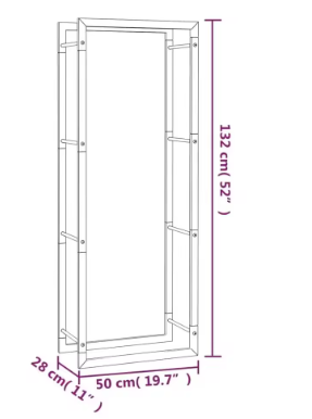 Stalen Houtopslagrek – Mat Zwart Haardhoutrek 50×28×132 cm, Binnen & Buiten