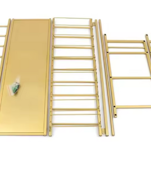 Wand Wijnrek 3-Lagen – Gouden Stalen Flessenrek met Glashouder