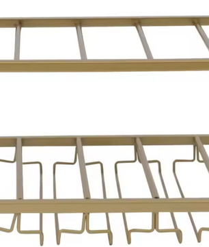 Wand Wijnrek 3-Lagen – Gouden Stalen Flessenrek met Glashouder