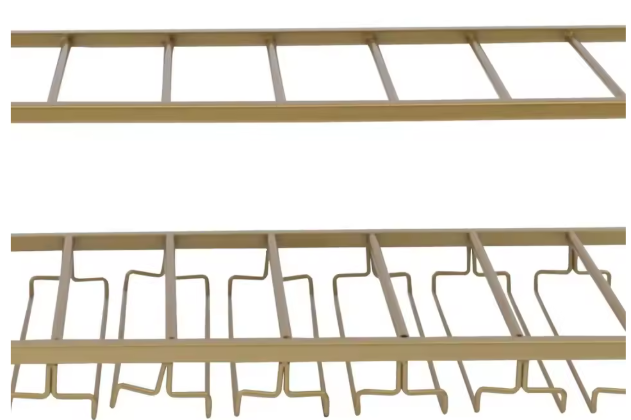 Wand Wijnrek 3-Lagen – Gouden Stalen Flessenrek met Glashouder