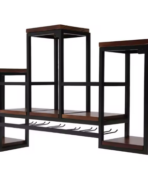 Wand Wijnrek van Hout & Metaal – 106 cm Flessenrek met Glashouder, Industrieel Design