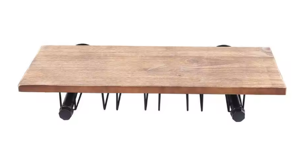 Wand Wijnrek van Hout & Metaal – 61 cm Flessenrek met Glashouder, Industrieel