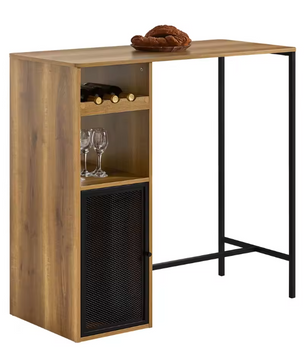 Industriële Bartafel met Opbergruimte – 110×105×50 cm, Hout & Metaal