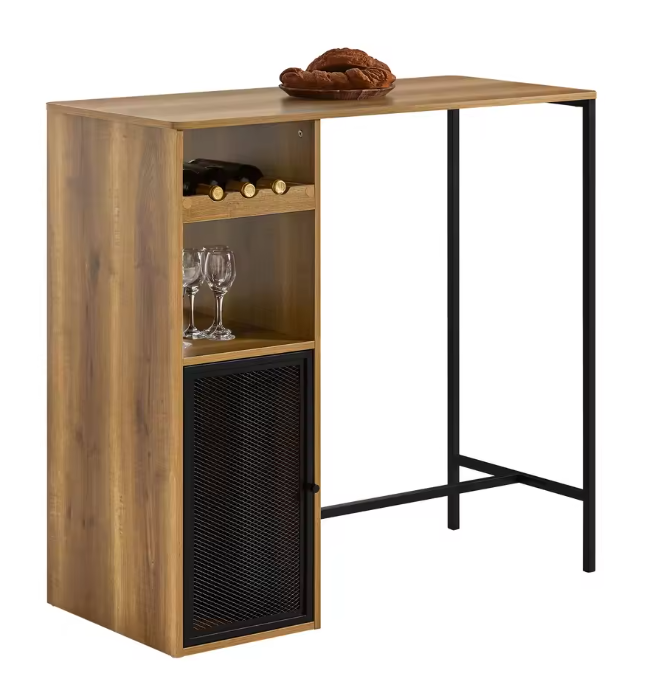 Industriële Bartafel met Opbergruimte – 110×105×50 cm, Hout & Metaal