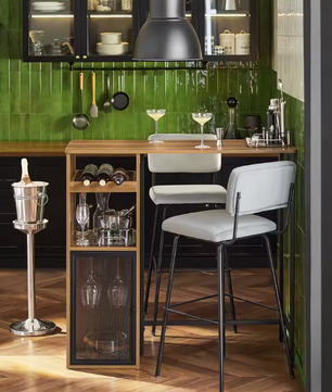 Industriële Bartafel met Opbergruimte – 110×105×50 cm, Hout & Metaal