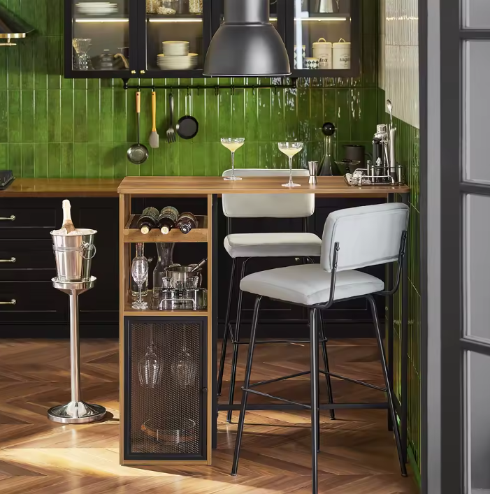 Industriële Bartafel met Opbergruimte – 110×105×50 cm, Hout & Metaal