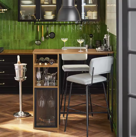 Industriële Bartafel met Opbergruimte – 110×105×50 cm, Hout & Metaal