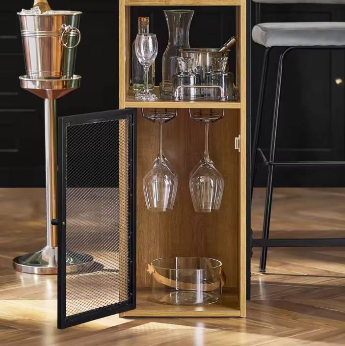 Industriële Bartafel met Opbergruimte – 110×105×50 cm, Hout & Metaal
