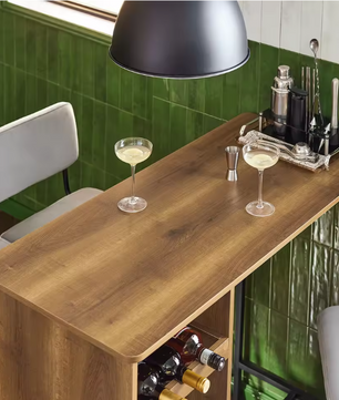 Industriële Bartafel met Opbergruimte – 110×105×50 cm, Hout & Metaal