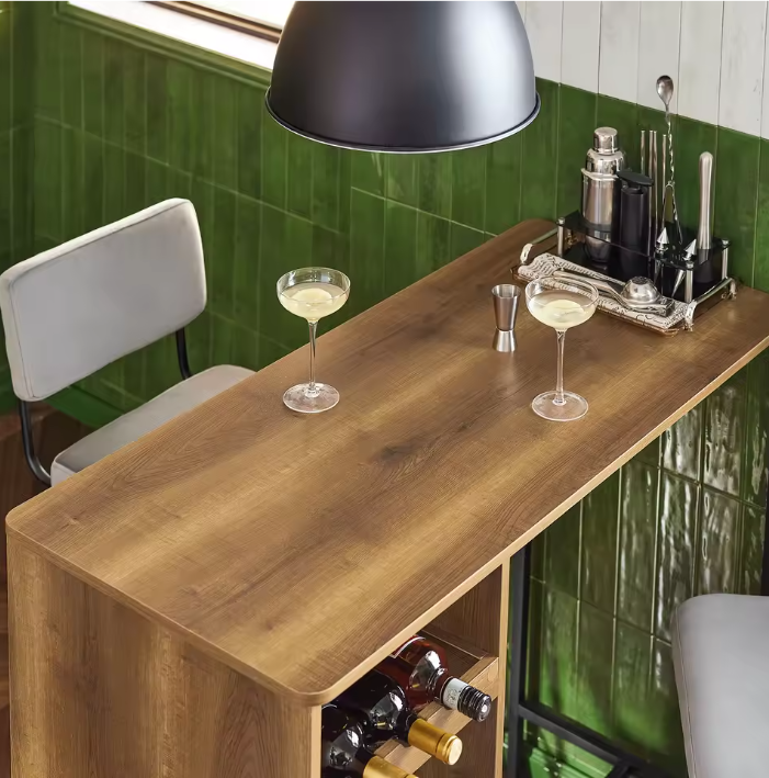 Industriële Bartafel met Opbergruimte – 110×105×50 cm, Hout & Metaal