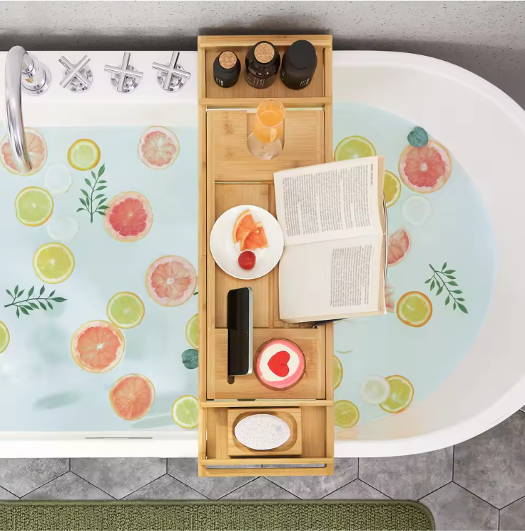 Bamboe Badplank – Uitschuifbare Badbrug met Boek- & Glashouder, Luxe Ontspanning