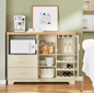 Buffetkast met Glazen Deuren – 120×90×40 cm Dressoir met Wijnrek & Opbergruimte