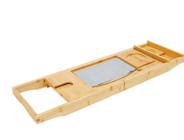 Bamboe Badplank – Uitschuifbare Badbrug met Boek- & Glashouder