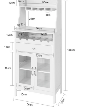 Wijnkast met Lade en Glashouder – Hoog Dressoir met 2 Deuren en Wijnrek
