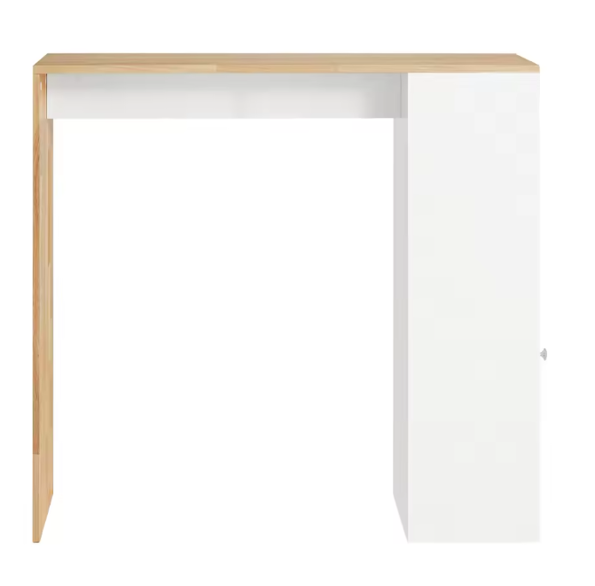Industriële Bartafel met Opbergruimte – Hout & Wit MDF, 108×105×40 cm