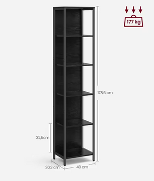 Boekenkast met LED-Verlichting – 6 Niveaus, Staal & Hout, Modern en Ruim