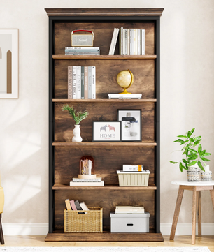 Industriële Boekenkast – 6 Niveaus met Metaal & Hout, Ruim en Modern