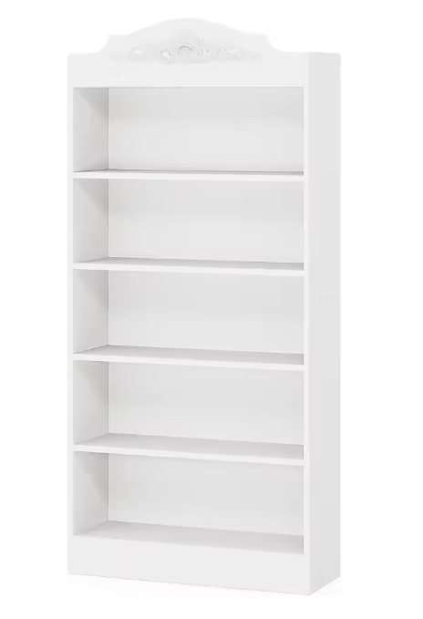Boekenkast Wit – 5 Niveaus, Hoge Opbergkast met Open Planken