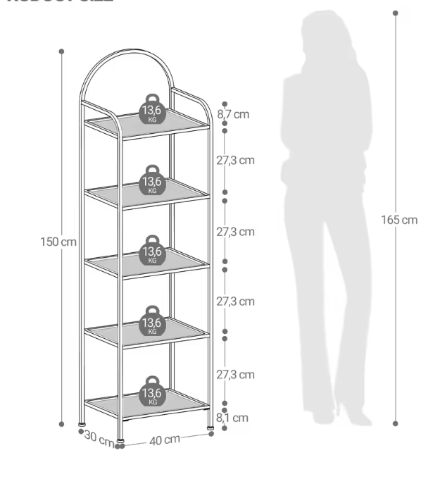 Boekenkast Goud met Glasplanken – 5 Niveaus, Modern en Elegant