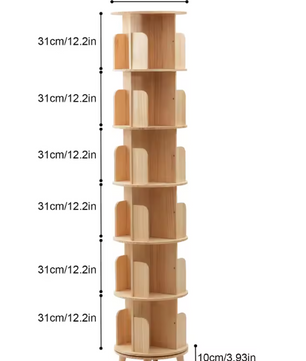Draaibare Boekenkast – 6 Niveaus, Massief Hout & Ruime Opslag