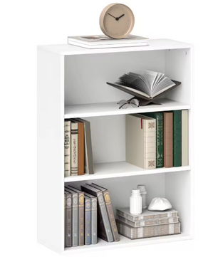 Boekenkast Wit – 3 Niveaus met Verstelbare Planken, Compact en Modern