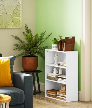 Boekenkast Wit – 3 Niveaus met Verstelbare Planken, Compact en Modern