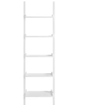 Ladder Boekenkast Wit – 5 Niveaus, MDF Wandrek & Opbergplank