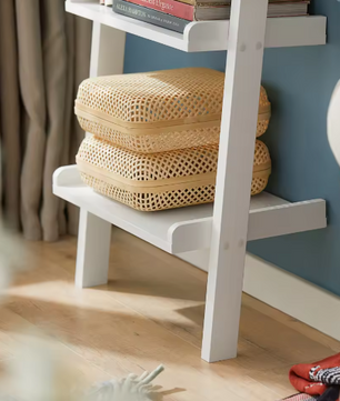 Ladder Boekenkast Wit – 5 Niveaus, MDF Wandrek & Opbergplank