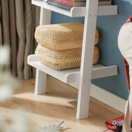 Ladder Boekenkast Wit – 5 Niveaus, MDF Wandrek & Opbergplank