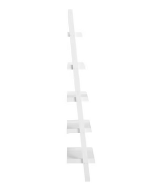 Ladder Boekenkast Wit – 5 Niveaus, MDF Wandrek & Opbergplank
