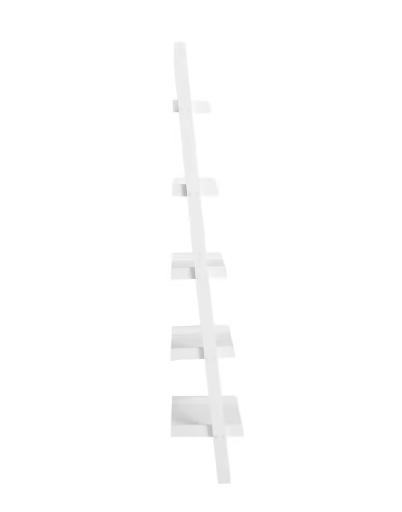 Ladder Boekenkast Wit – 5 Niveaus, MDF Wandrek & Opbergplank