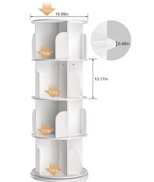 Draaibare Boekenkast – 4 Niveaus, 360° Opslag & Displayrek