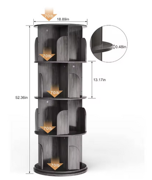 Draaibare Boekenkast – 4 Niveaus, 360° Opslag & Displayrek